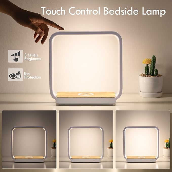 WILIT Bedside Lamp with Qi Wireless Charger, A13 Table lamp 3 Step Dimmable - Image 3