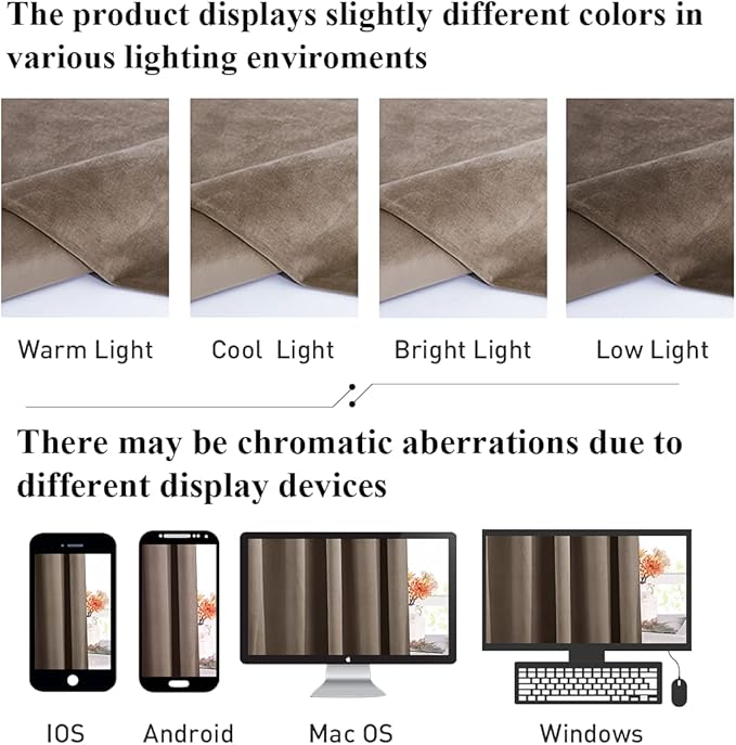 StangH Taupe Velvet Curtains 108 inches Long, Luxury Home Decoration Thermal - Image 6