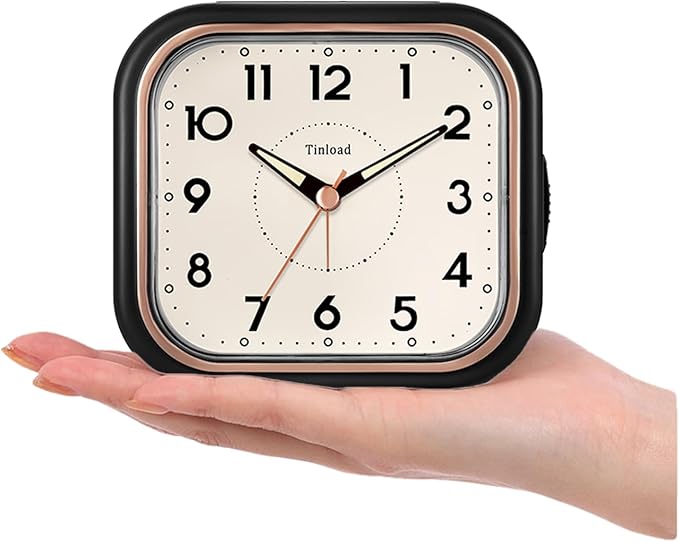 4.5" Vintage Retro Analog Alarm Clock, Super Silent Non Ticking Clock - Image 2
