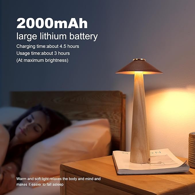 Battery Operated LED Table Lamps, 2000mAh Cordless Desk Lamp - Image 2