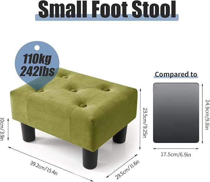 BRIAN & DANY Small Foot Stool, Velvet Foot Stools - Image 3