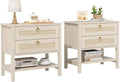 CMFYDAILY Wooden Nightstand Set of 2, Boho Side Tables by CMFYDAILY