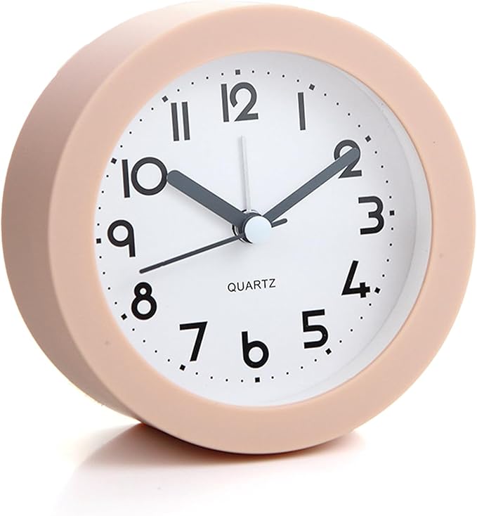 Alarm Clock with Backlight, 4 Inches Cute Analog Round Digital Quartz Clock by HIQU+and+HIST