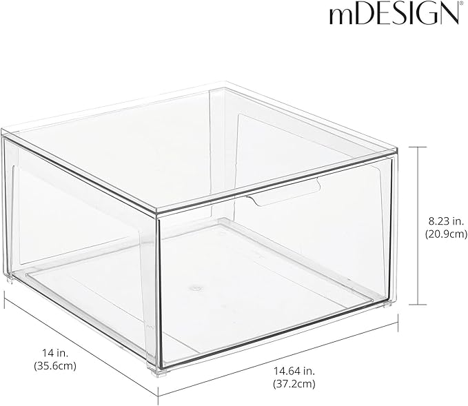 mDesign Plastic Stackable Closet Storage Organizer Bin Containers - Image 2