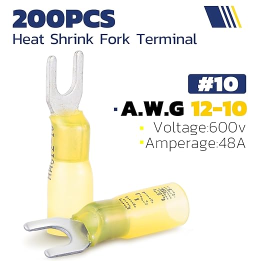 haisstronica 330PCS Heat Shrink Fork Spade Connectors #10 Waterproof Marine - Image 2