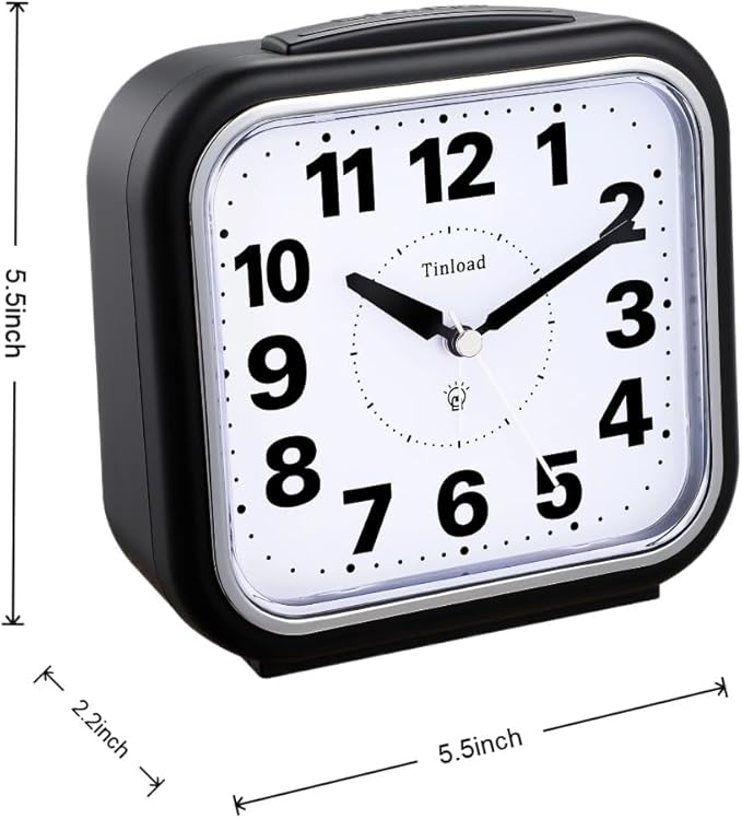 5.5" Large No Ticking Analog Alarm Clock, Silent Readable - Image 5