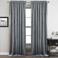 StangH Grey Velvet Curtains 84 inches Room Darkening Window Curtain Drapes by StangH