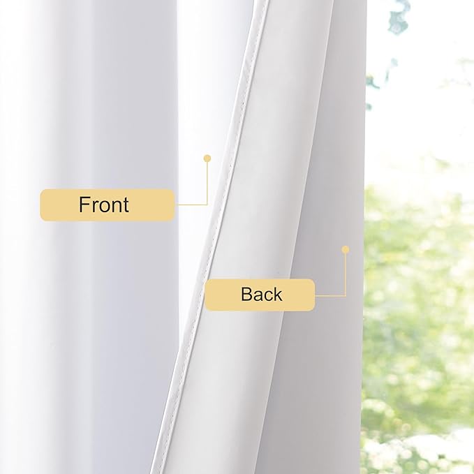 NICETOWN White Blackout Curtains W52 x L84 2 Panels, Grommet Full Blackout - Image 5