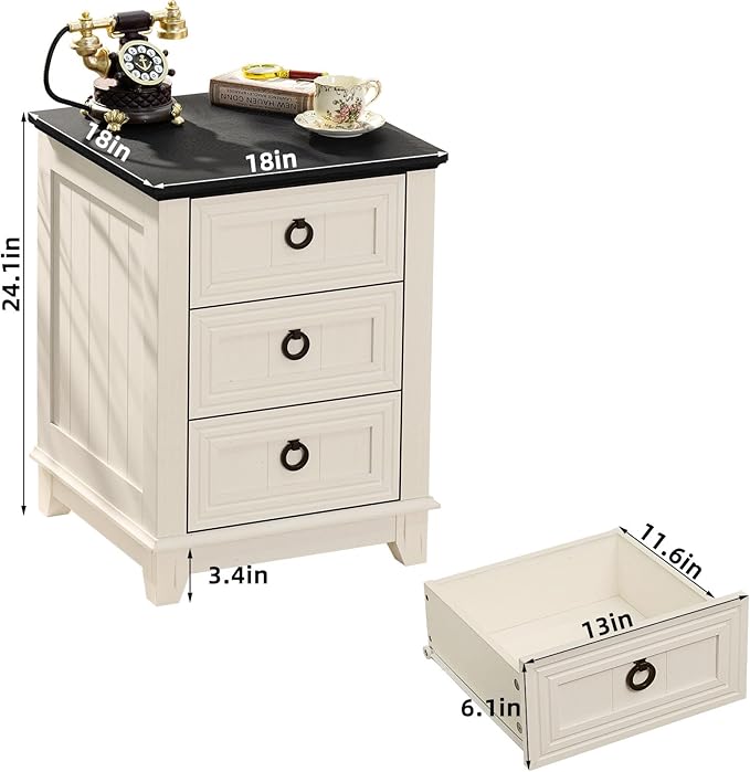 Farmhouse Night Stand Set of 2, Dresser - Image 3