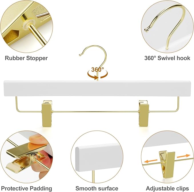 TOPIA HANGER White Wooden Pants Hangers - Image 6