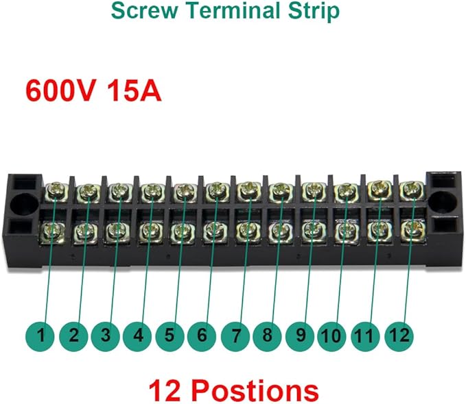 MILAPEAK 10pcs 12 Positions Dual Row 600V 15A Screw Terminal Strip Blocks - Image 4