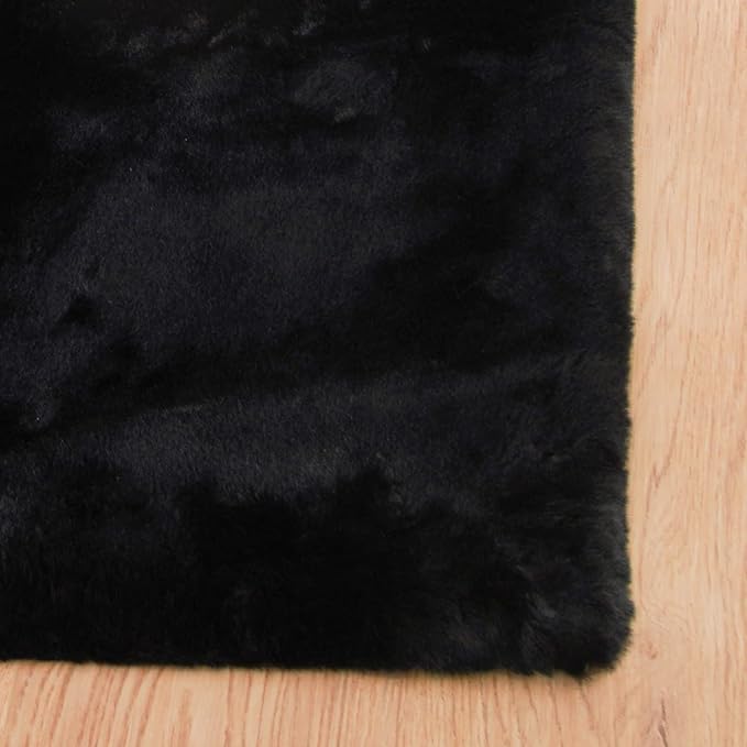 Black Fluffy Rug 5x7 Area Rugs for Bedroom Fuzzy Rabbit Washable Fur Rugs for - Image 7