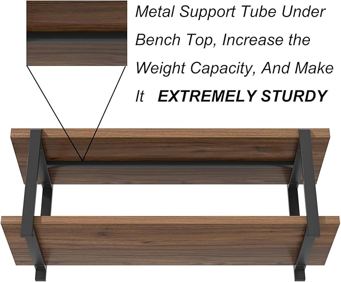 FOLUBAN Entryway Bench with Shoe Storage, Modern End of Bed Bench, Wood and - Image 5