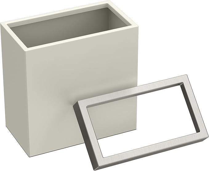 Gatco Modern Rectangle Wastebasket, Matte Pearl and Satin Nickel Combo - Image 2