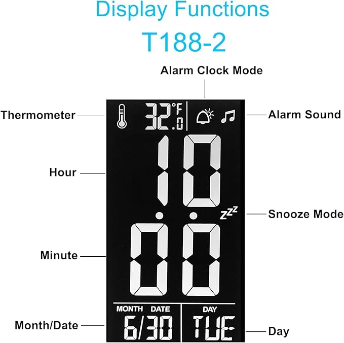 wanjiaone LED Desk Lamp with Clock, Color Changing Nightlight, Study Lamp with - Image 3