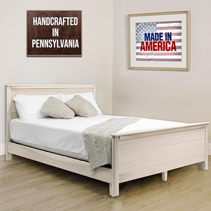 Solid Hardwood Deluxe Platform Bed Frame, Footboard & Slats, Quality Crafted in by LancasterCountyCrafted