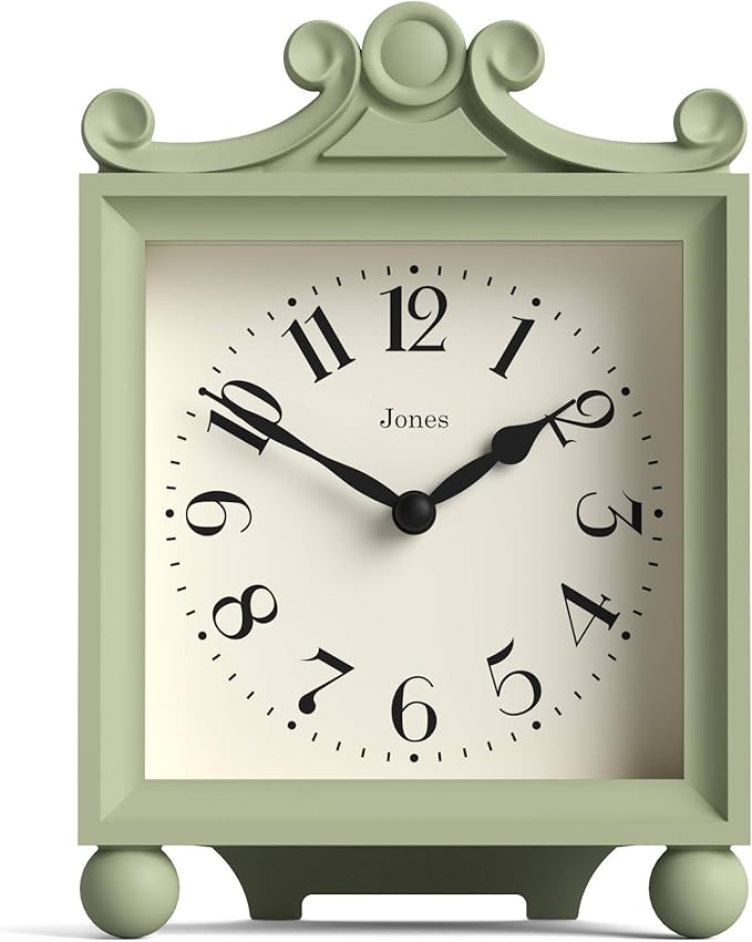 JONES CLOCKS® Parlour Mantel Clock | Classic Carriage Clock | Sage Green | by JONESCLOCKS