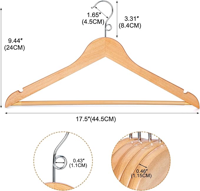 TOPIA HANGER Wooden Hangers 30 Pack, Space Saving Coat Hanger - Image 3