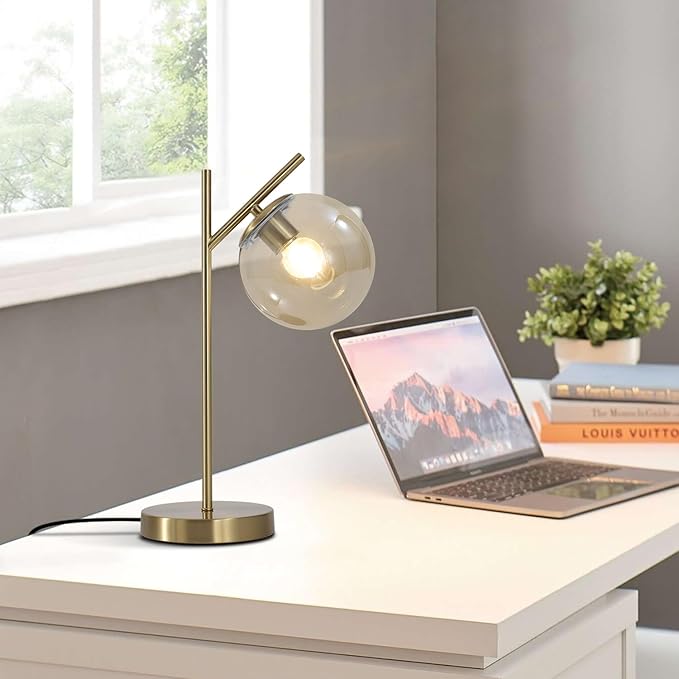 Mid Century Modern Table Lamp, Metal Brass Desk Lamp - Image 6