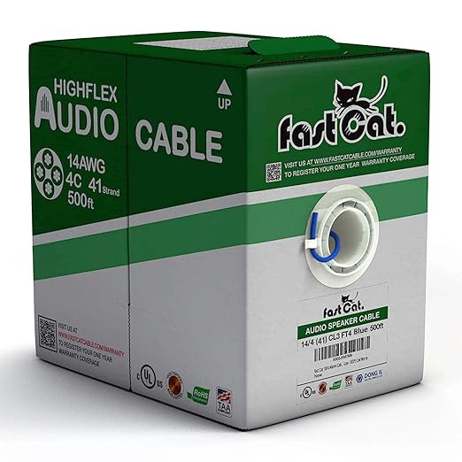 fast Cat. Speaker Wire 14 Guage 4C, UL Listed & CMR/CL3R-FT4 Rated by CONNECTIVITYviafastCat