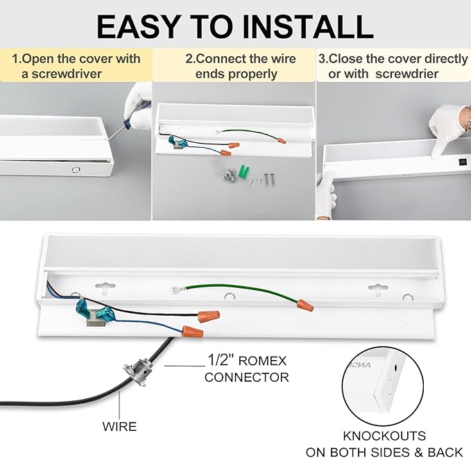 Ansen 4Packs of Under Cabinet Lighting Hardwired, 48IN 26W 1720LM, Dimmable Led - Image 5