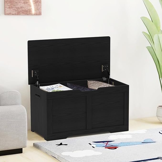Timberer 31.5" Storage Chest, Wooden Storage Bench, Lift Top Toy Chest - Image 9