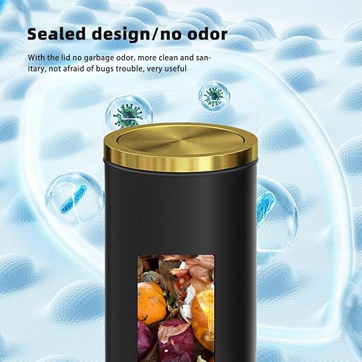 4.7 Gallon/18L Stainless Steel Bathroom Trash Can, Elegant Waste Basket - Image 7
