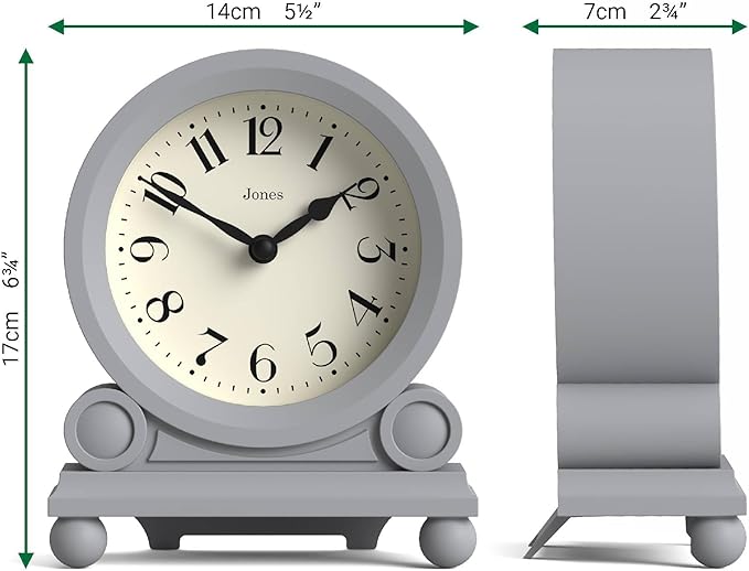 JONES CLOCKS® Maida Vale Mantel Clock | Small Traditional Desk Clock | Gray | - Image 4