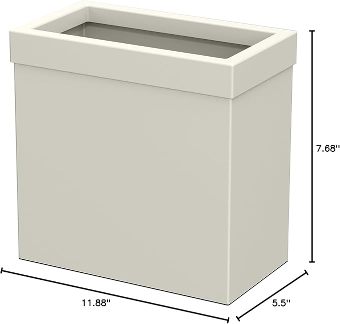 Gatco Modern Rectangle Wastebasket, Matte Pearl - Image 4