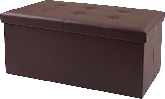 xupersodys 30 Inches Folding Storage Ottoman Bench, Faux Leather Footstool by Unknown