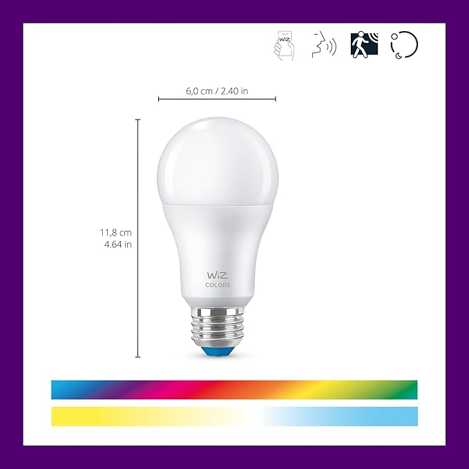 WiZ Connected Smart Light Bulbs, Color A19 60W 800LM E26 Indoor LED Lights - Image 2