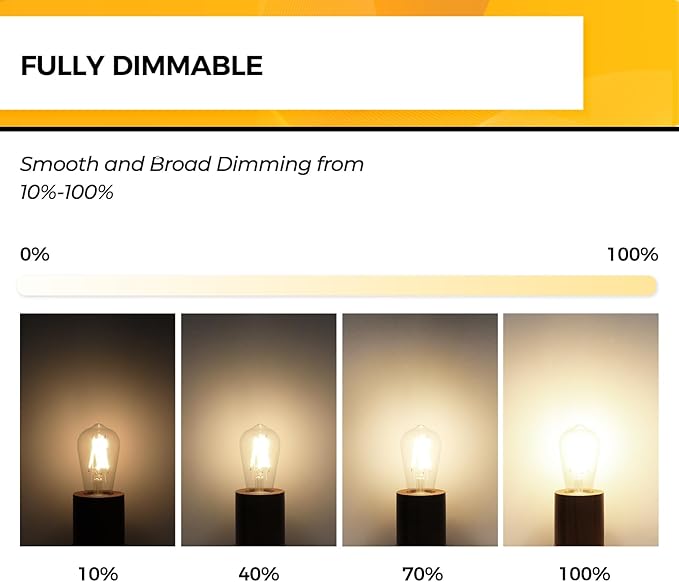 Hizashi LED Edison Bulbs, Equivalent 60W, Dimmable E26 LED Bulb, 3000K Soft - Image 4