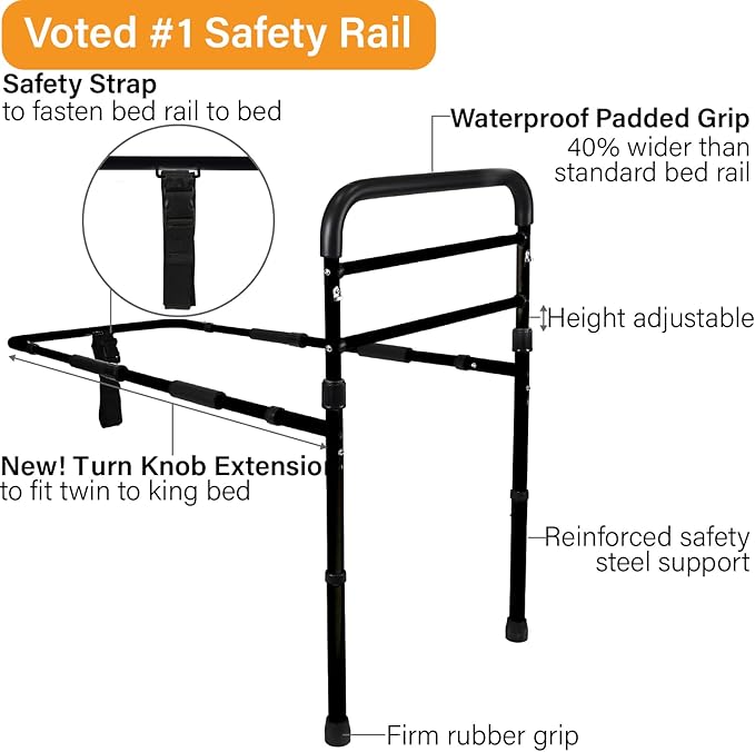 Vaunn Medical New Adjustable Bed Assist Rail Handle and Hand Guard Grab Bar - Image 8