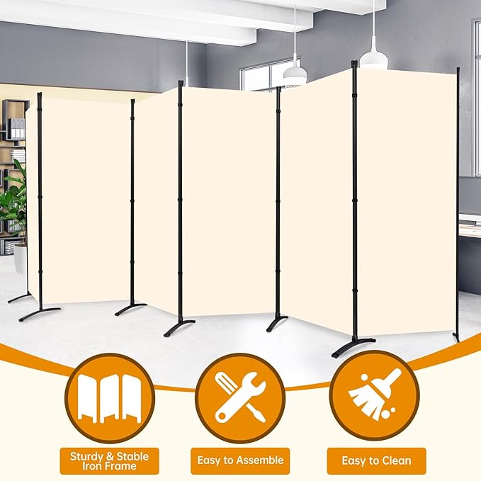 6 Panel Folding Privacy Screens, 6 FT Tall Wall Divider - Image 4