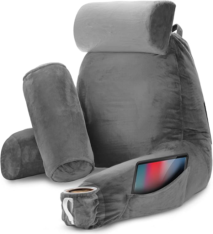 Nestl Reading Pillow with Shredded Memory Foam Includes 2 Neck and Lumber by Nestl