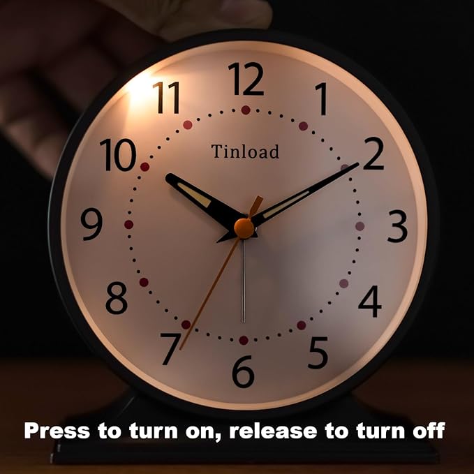 4.5" Antique Retro Analog Alarm Clock, Small Silent Bedside Desk Clock - Image 7