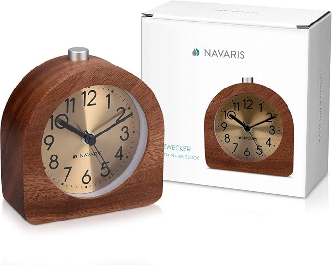 Navaris Wood Analog Alarm Clock - Image 7