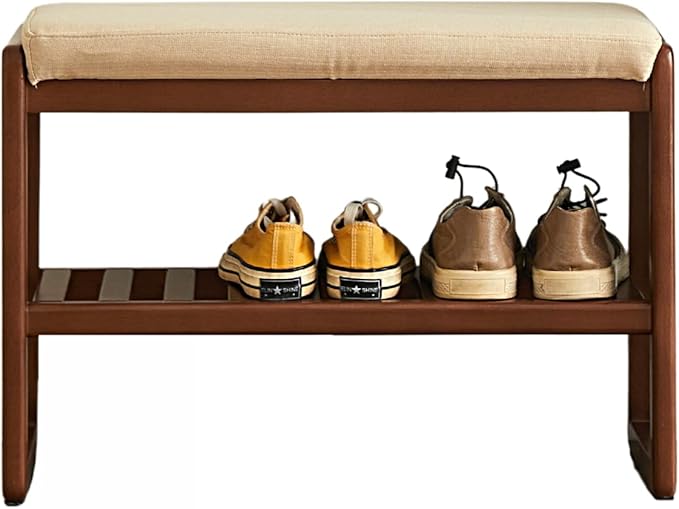 Wood Shoe Bench, 2-Tier Storage Bench by Grewood