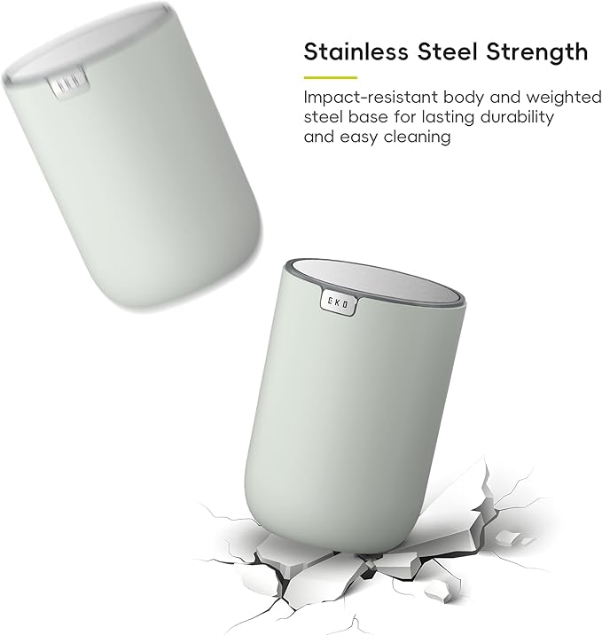 EKO Mini Desk Trash Can with Swing-Top Lid 0.4 Gallon Small Table Round - Image 6