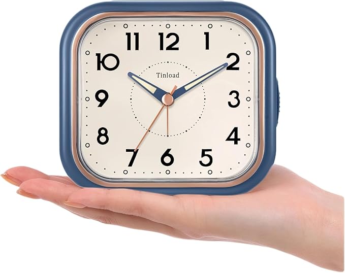 4.5" Vintage Retro Analog Alarm Clock, Super Silent Non Ticking Clock - Image 4