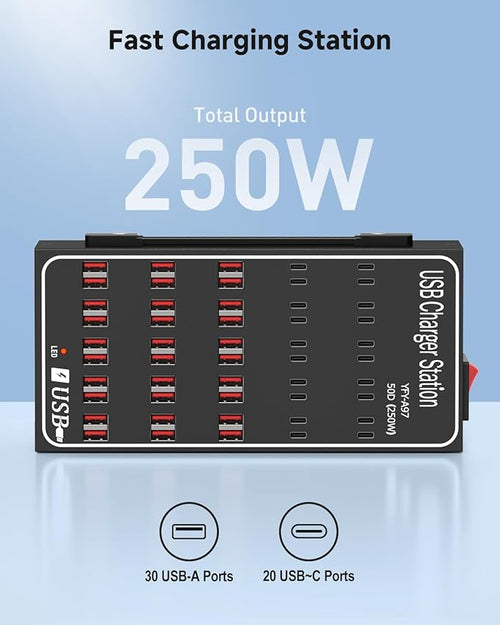 250W USB~c Charging Station, 50 Port USB~C Charger Block, Fast Charging Station - Image 2