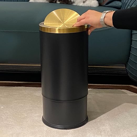 9L / 2.4 Gallon Black Metal Trash can - Image 2