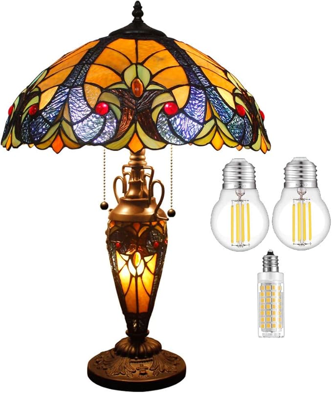 WERFACTORY Tiffany Lamp Yellow Stained Glass Liaison Mather-Daughter Vase Table by WERFACTORY