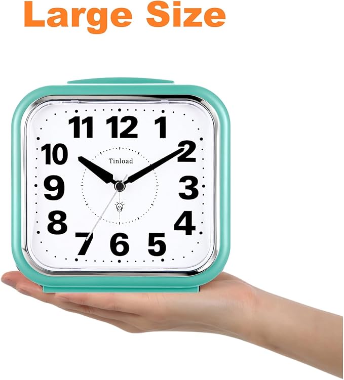 5.5" Large No Ticking Analog Alarm Clock, Silent Readable - Image 2