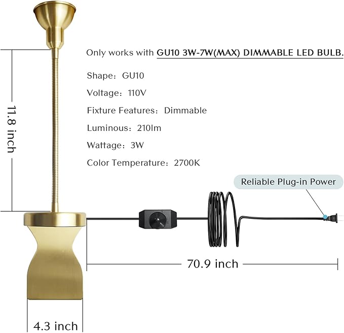 Solfres Patented Innovative Design Headboard Reading Light. No Drilling Golden - Image 7