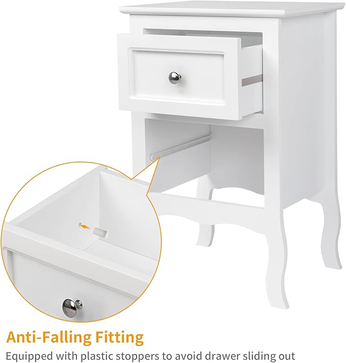 Bonnlo White Nightstand with 2 Drawers, Night Stands - Image 5