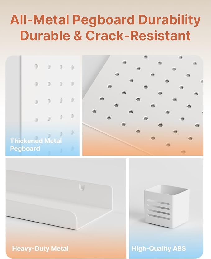 PEGZONE Pegboard Wall Organizer Combination Kit, Overall 33.1"x25.4" Metal - Image 2