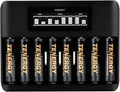 Tenergy 8 Count AA NiMH Premium Pro Rechargeable Batteries and TN480U 8-Bay LCD by Tenergy