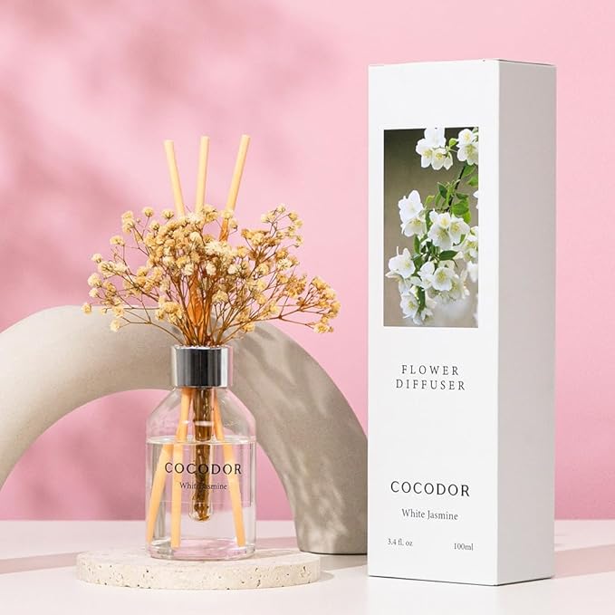 COCODOR Flower Reed Diffuser Set / 3.4oz / White Jasmine/Scent Diffuser - Image 6