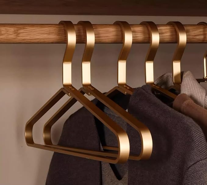 Premium Matte Golden Aluminum Coat Hangers 6 Piece Set, 17.7” Extra Smooth & - Image 7